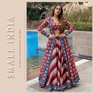 {**ส่งฟรี**} SMALL INDIA 💖✨ Indo-Western Taffeta Silk 💖✨ Lehenga Choli