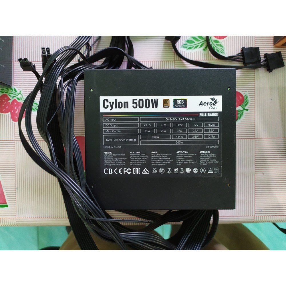 PSU powersupply AEROCOOL รุ่น CYLON RGB 500W PSU (80+ Bronze) มือสอง มีประกัน