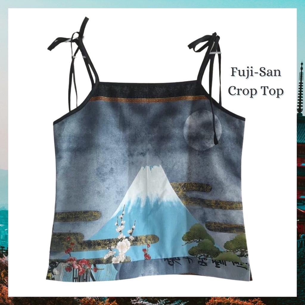 Fuji-San Crop Top เสื้อสายเดี่ยว ลายภูเขาไฟฟูจิ