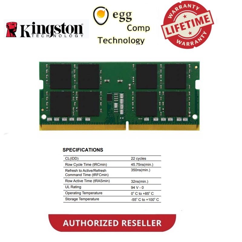 KINGSTON DDR4 32GB 3200 MHZ PC3200 SODIMM LAPTOP NOTEBOOK RAM [ KVR32S22D8/32 ]