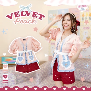 PINK THE LABEL การันตีเสื้อผ้าแบรนด์แท้ เจ้าของเดียวกับ BLT เซทกางเกงสีแดงเสื้อชมพู VELVET REACH