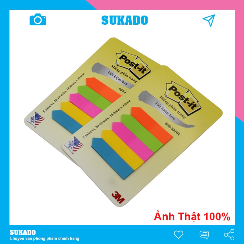 กระดาษโน๊ต 5 สีพลาสติก Post it 3M SUKADO NOTE3M