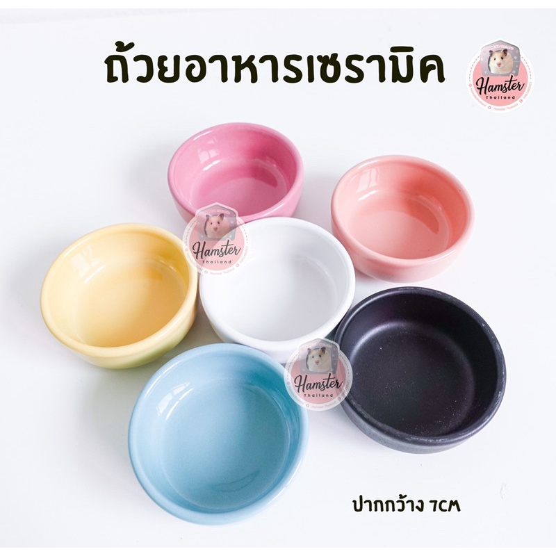[Hamsterth] ชามอาหาร ถ้วย เซรามิค มี 6 สี สวยๆ ใส่อาหารสัตว์เลี้ยงขนาดเล็ก แฮมสเตอร์ เม่นแคระ