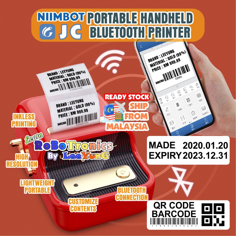 NIIMBOT B21 Bluetooth Portable Thermal Printer Label Inkless Sticker for Price Tag Bluetooth