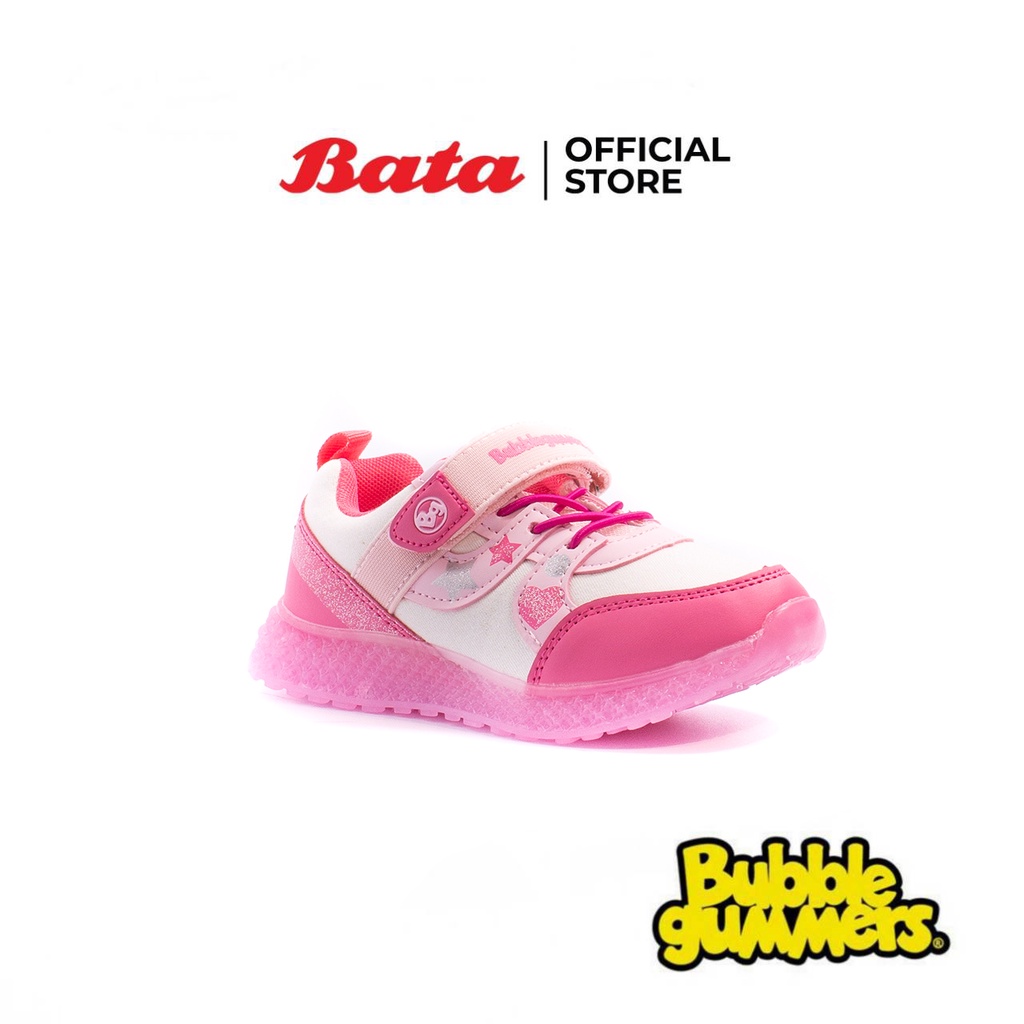 Bata บาจา ยี่ห้อ Bubble Guumers รองเท้าผ้าใบ สนีคเคอร์ ติดไฟ LED รองเท้าเด็ก ช่วงอายุ 4-6 และ 7-9 ปี สำหรับเด็กผู้หญิง รุ่น Stardust สีชมพู 3415512
