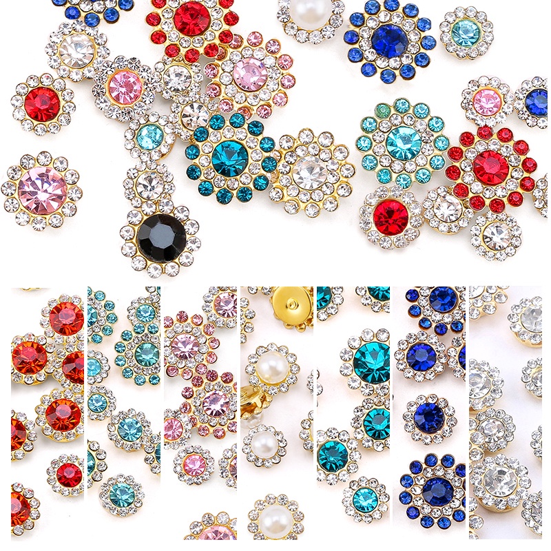 DIY Rhinestones สําหรับเย็บปักถักร้อยกรงเล็บคริสตัลปุ่ม Flatback ลูกปัดเย็บบนเสื้อผ้า Strass อุปกรณ์เย็บผ้าสําหรับตกแต่ง