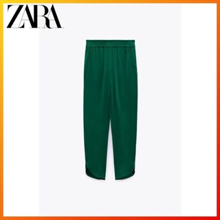 Zara กางเกงขายาว ผ้าซาติน พร้อมช่องระบายอากาศ