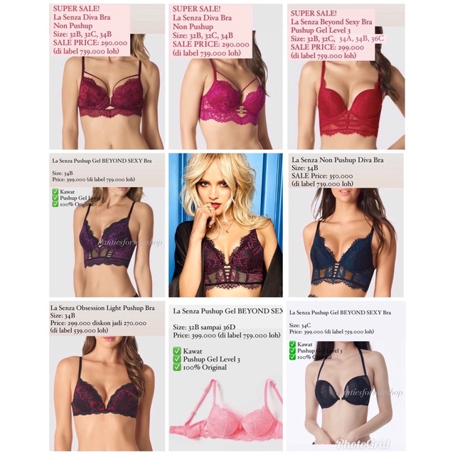 เสื้อชั้นในดันทรง หลายรุ่น ของแท้ สําหรับสุภาพสตรี (Size 34a, 34B, 34C, 34D)