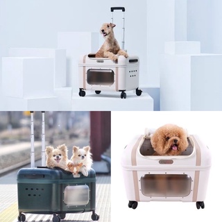 Ibiyaya Lavada Pet Transport Luggage กระเป๋ารถเข็นใส่สัตว์เลี้ยง White Mocha