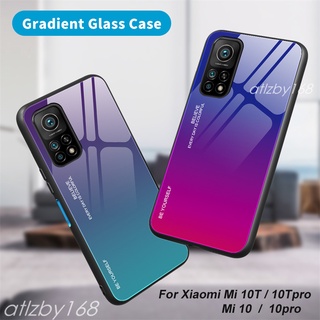 ปลอก สำหรับ Xiaomi Mi 10T 10 Pro 10TPro 10Pro Mi10T Mi10Tpro Gradient Tempered Glass Back Cover เคสโทรศัพท์กันกระแทก