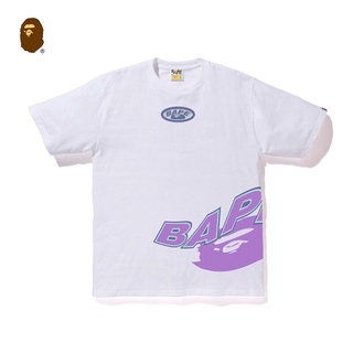 HH BAPE Mens Autumn and Winter Ape-man Head Letters Hit Color Printing Pattern Short-sleeved T-shirt  เสื้อยืดคอกลม