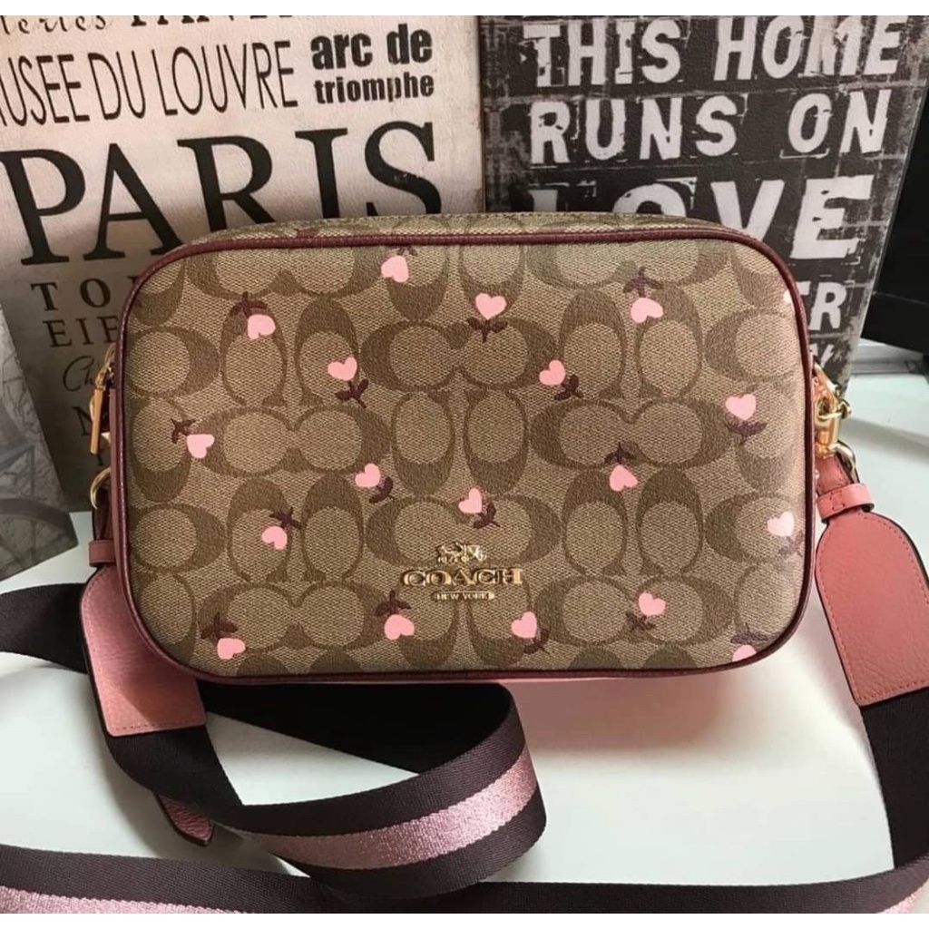 Coach JES CROSSBODY IN SIGNATURE CANVAS WITH HEART FLORAL PRINT
