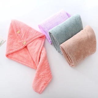 ขายส่ง✔️ผ้าเช็ดผม Dry Hair Towel รุ่น กระดุมหมี หมวกเช็ดผมแห้งเร็ว พร้อมส่งจากไทย
