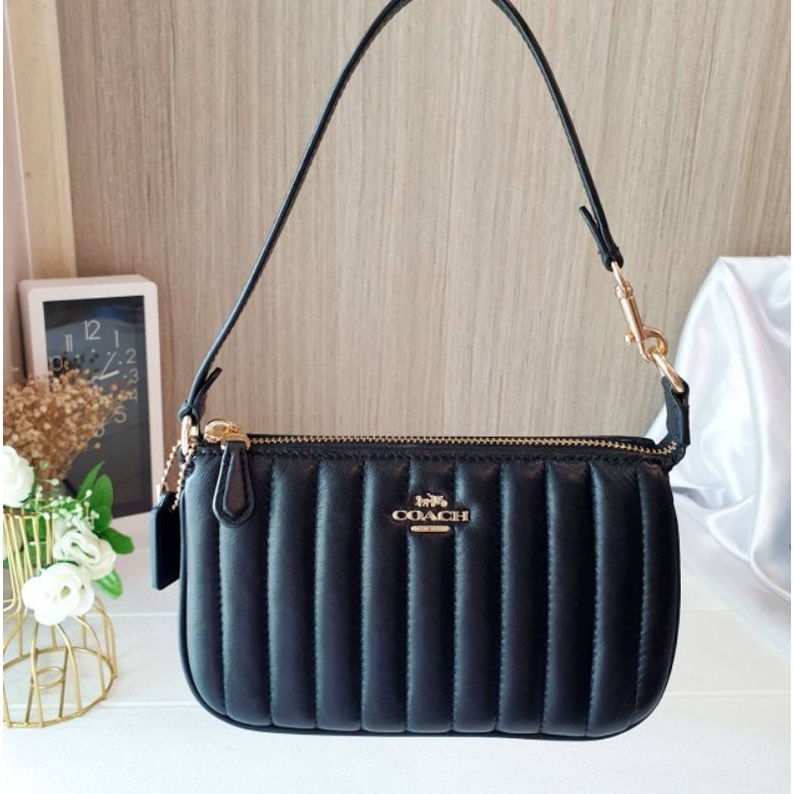 ? (สด-ผ่อน) คล้องมือ พอชควินท์ สีดำ  นิ้ว COACH C1850 NOLITA 19 WITH  LINEAR QUILTING | Shopee Thailand