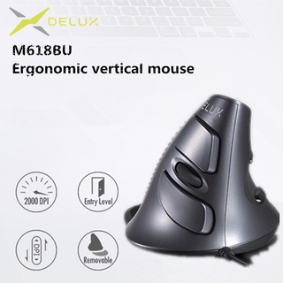 Delux M618 BU เมาส์มือข้อมือ 6 ปุ่ม 600/1000/1600 DPI สําหรับเครื่องคอมพิวเตอร์แล็ปท็อป