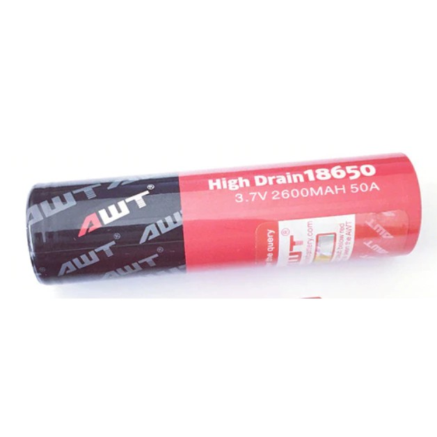 ถ่านชาร์จ AWT IMR18650 2600mAh (Red-black) 50A 1 ก้อน ของแท้ โค้ดเช็คได้ 100%
