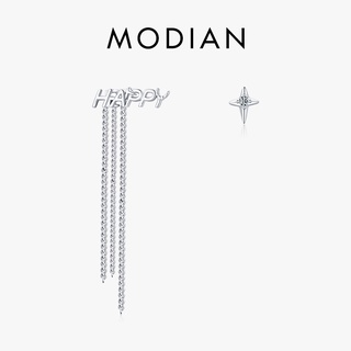 Modian ใหม่ ต่างหูสตั๊ด เงินแท้ 925 จี้ตัวอักษร HAPPY ประดับพู่ยาว เครื่องประดับแฟชั่น สําหรับผู้หญิง