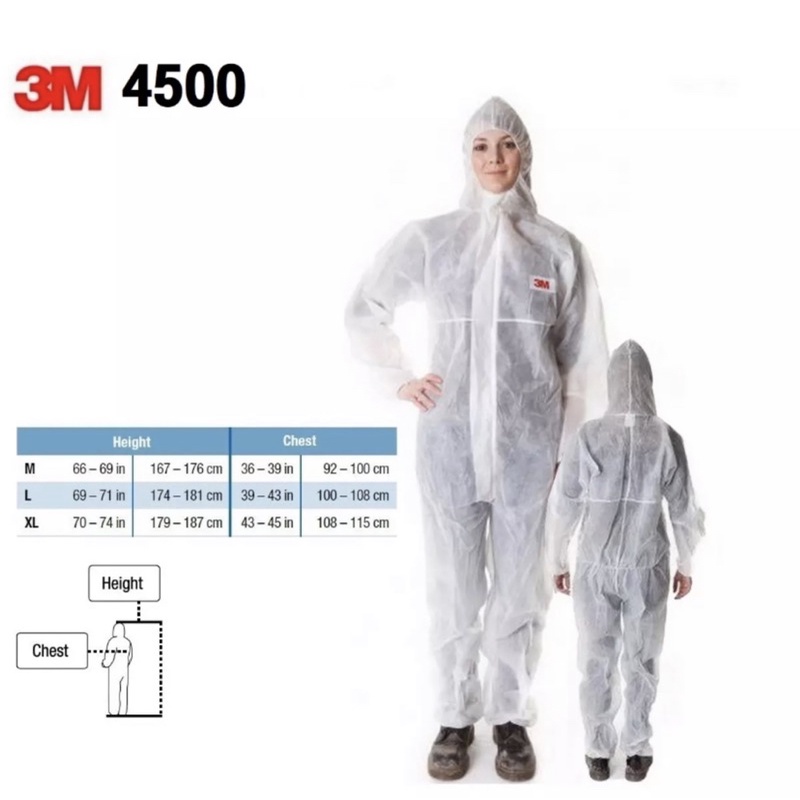 PPE 3M ชุดป้องกันฝุ่น รุ่น 4500 มี 2 Size L,XL