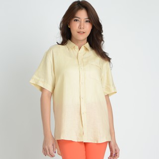 C&amp;D LINEN SHIRT เสื้อเชิ๊ตซีแอนด์ดี เสื้อมีปก แขนสั้น ผ้าลินิน สีเบจ (CM2WBE)