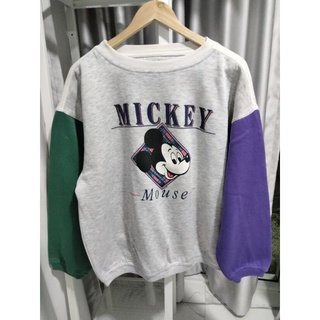 เสื้อหนาววินเทจ Mickey Mouse ตอก Disney แขนทูโทน