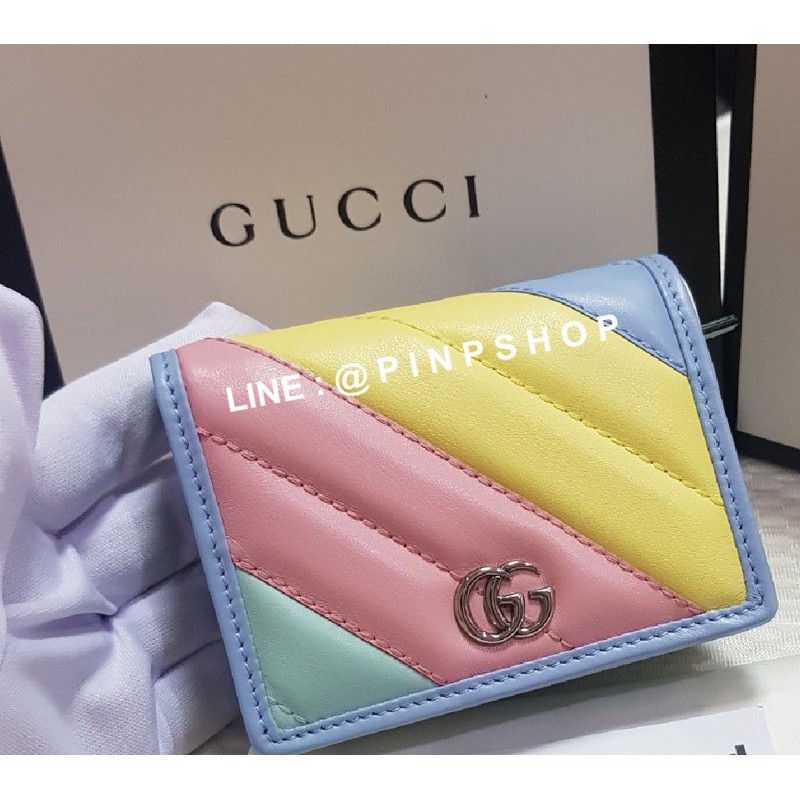 GUCCI short wallet multicolor pastel กระเป๋าสตางค์ กุชชี่ พาสเทล ของแท้ ส่งฟรีEMS ทั้งร้าน