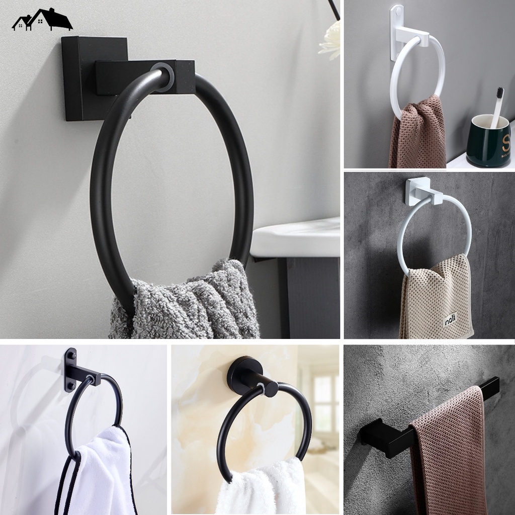 ห่วงแขวนผ้า ห่วงพาดผ้าขนหนูเล็ก Nordic Style วัสดุอลูมิเนียมคุณภาพดี แข็งแรง ทนทาน สีดำสไตล์ Nordic BA-08