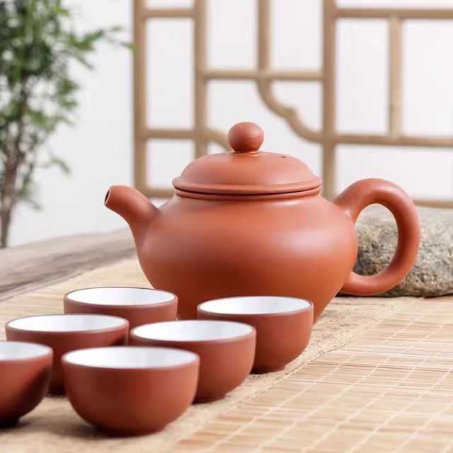 ชุดน้ำชาดินเผา ถ้วยน้ำชา แก้วน้ำชาเซรามิกดินเผาอย่างดี（ชุดถ้วย6ใบ）紫砂茶具茶杯