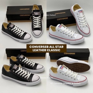 🚩  All Star Leather งานหนังสีดำ/สีขาว (รุ่นใหม่!) รองเท้าผ้าใบ รองเท้าผู้ชายและผู้หญสินค้าพร้อมกล่อง