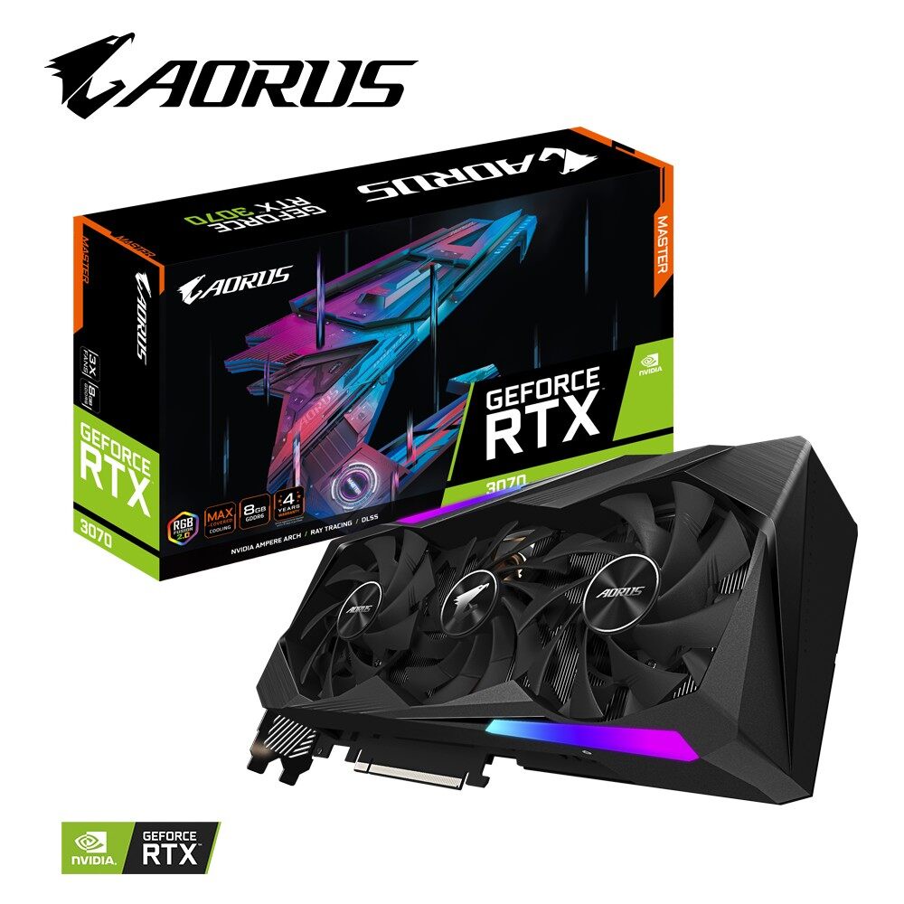 GIGABYTE Video Graphics Cards VGA  GIGABYTE AORUS GEFORCE RTX 3070 MASTER 8G - 8GB GDDR6 (GV-N3070AO