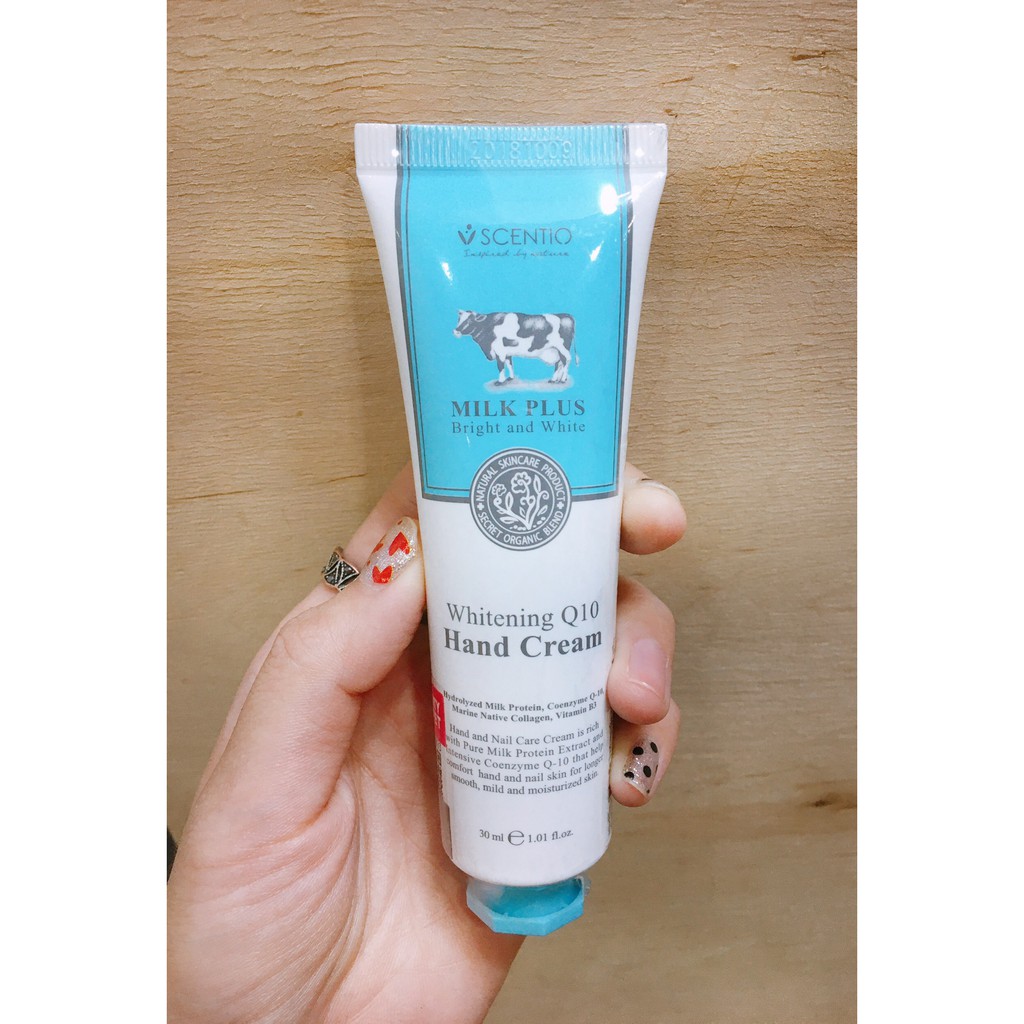 ครีมบำรุงมือ และเล็บ Scentio Milk Plus Whitening Q10 Hand Cream 30 ml ครีมทามือ by Beauty Buffet