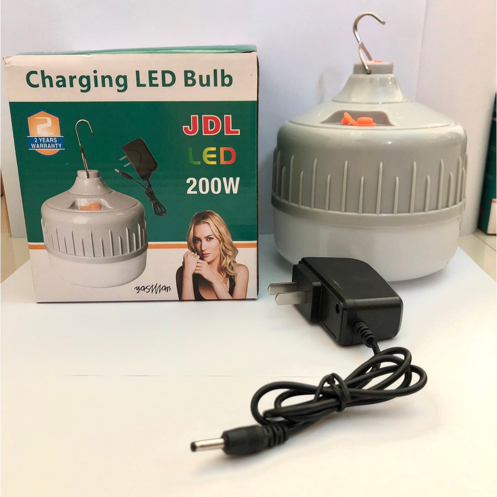 ๋JDL 200 วัตต์ 238 LED BULB หลอดไฟปิงปอง 200w. ดวงไฟสีขาว มาพร้อมสายชาร์ต สามารถปรับระดับได้ 3 ระดับ