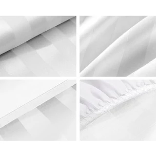 ผ้าปูที่นอนโรงแรม5ดาว ลายริ้ว 620เส้น กันไรฝุ่น นุ่มลื่น Cotton 100%