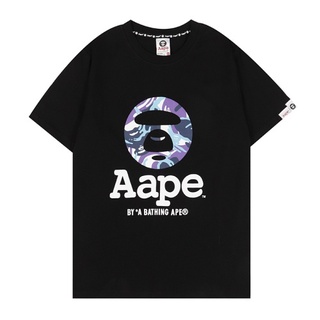 [100% Cotton] เสื้อยืดแขนสั้น ผ้าฝ้าย พิมพ์ลายโลโก้ Aape ape head Camo แฟชั่นฤดูร้อน สําหรับผู้ชาย