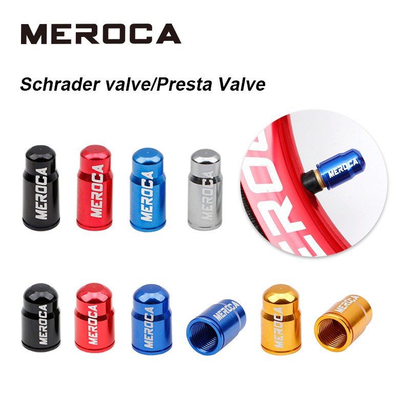 MEROCA 2ชิ้นจักรยานวาล์วหมวกจักรยานเสือภูเขาจักรยานเสือหมอบแสงอัลตร้าอลูมิเนียมวาล์วปก MTB พับอุปกรณ์จักรยาน