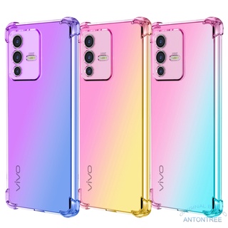 Vivo V23 5G V23e V 23 5G ป้องกันการหล่น สีรุ้ง 2 สี TPU เคสใส นิ่ม เคสไล่ระดับอากาศ เคสกันกระแทก