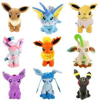 ตุ๊กตานุ่ม รูปการ์ตูน Pokemon Eevee Jolteon Flareon Espeon Glaceon Sylveon Pocket Monster Pikachu Poké ขนาด 17-22 ซม. สําหรับเด็ก