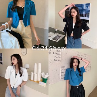 Cicishop(7338)เสื้อแขนสั้นไหมพรม คอปกฮาวาย design กระดุมแบบเก๋ๆ ติดได้2ฝั่ง ซ้ายขาว เบสิคสีพื้น เรียบหรูมากกก