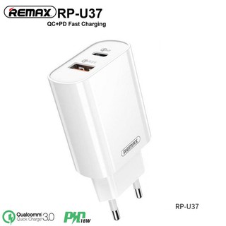 หัวชาร์จ Remax RP-U37 ชาร์จไว มาตรฐาน QC3 (Quick Charge3) และ PD (Power Delivery)