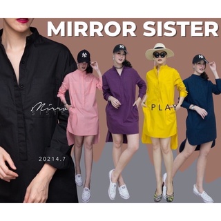 Code : 20214.7 เดรสเชิ้ตคอจีน เดรสหน้าสั้นหลังยาว เดรสสีขาว เดรสสีดำ งานป้าย mirrorsister