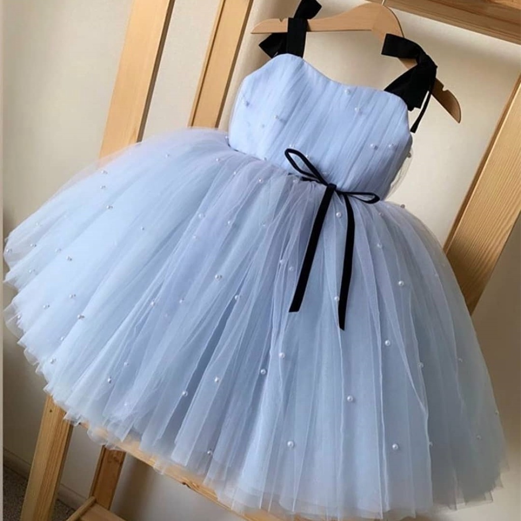 3-8t ชุดเดรสลูกไม้ เจ้าหญิง มุก บอล ปาร์ตี้วันเกิด บูติก ชุดเดรสสลิง Tulle