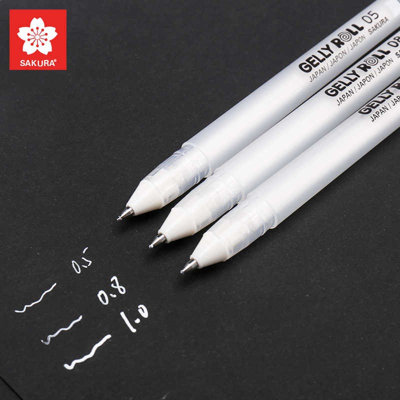 ⊕♧ปากกาสีขาว Sakura Gelly Roll Classic white pen ปากกาหมึกสีขาว 05 / 08 / 10 มม.