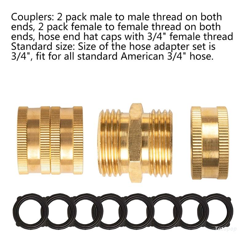 Top Garden Hose Adapter 3/4" Solid Brass Hose Connectors and Hose Ends