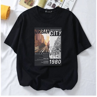 เสื้อคู่ เสื้อยืด URBAN CITY LENGAN PENDEK/เสื้อยืดแฟชั่น 3XL/โอเวอร์ไซส์/คู่/เสื้อยืดพลัสไซส์/MURAH