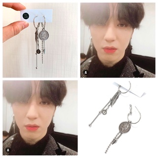 🇰🇷byyum GOT7 Yugyeom wearing [Queen Coin and Feather Pendant Unbalance Earrings]