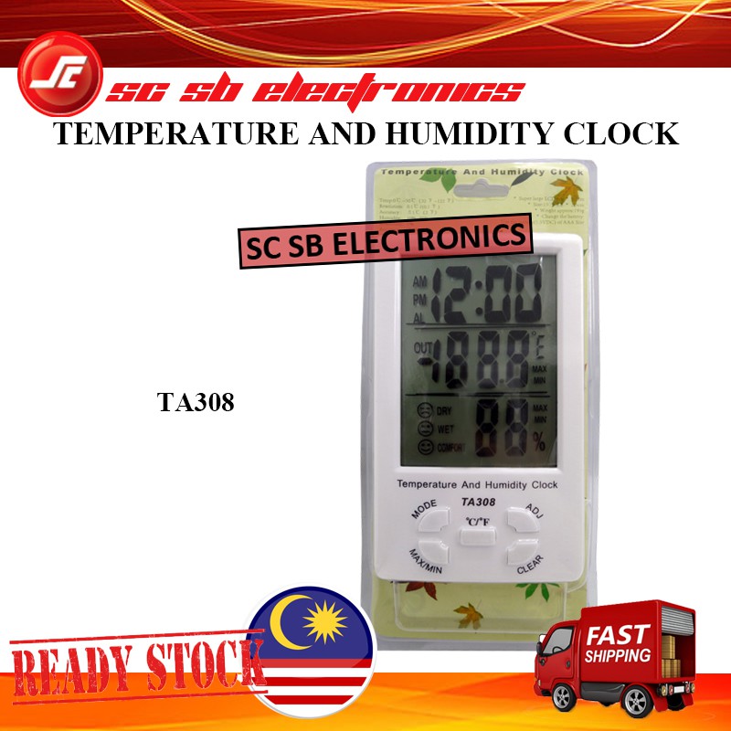 Digital หน้าจอ LCD ขนาดใหญ่ TA308 บ้านกลางแจ้งในร่มห้อง TEMPERATIRE และ HUMIDITY METER / นาฬิกา /THE