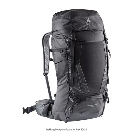 เป้ deuter รุ่น Futura Air Trek 50+10 โลโก้ใหม่ ปี 2021 สีดำ - เทา Black Graphite , สีเขียว Ivy Khak