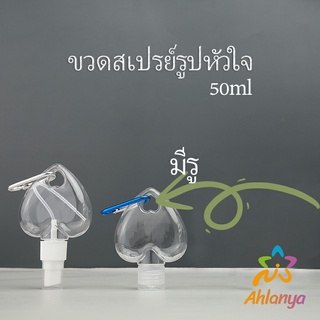 Ahlanya ขวดสเปรย์รูปหัวใจ พร้อมตะขอเกียว สะดวกพกพา  Heart shaped spray bottle