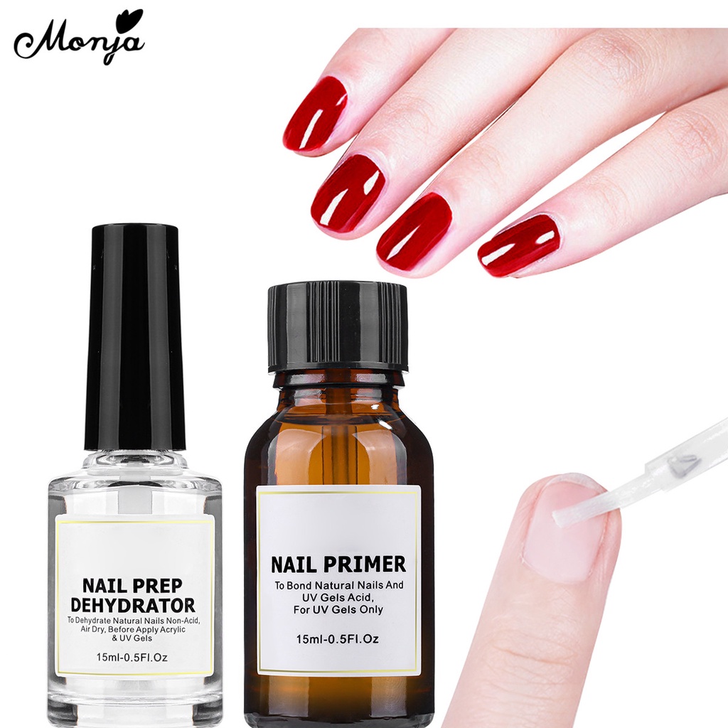 Monja ไพรเมอร์เจล UV แห้งเร็ว ติดทนนาน 15 มล. สําหรับตกแต่งเล็บ DIY nail dry primer manicure tool