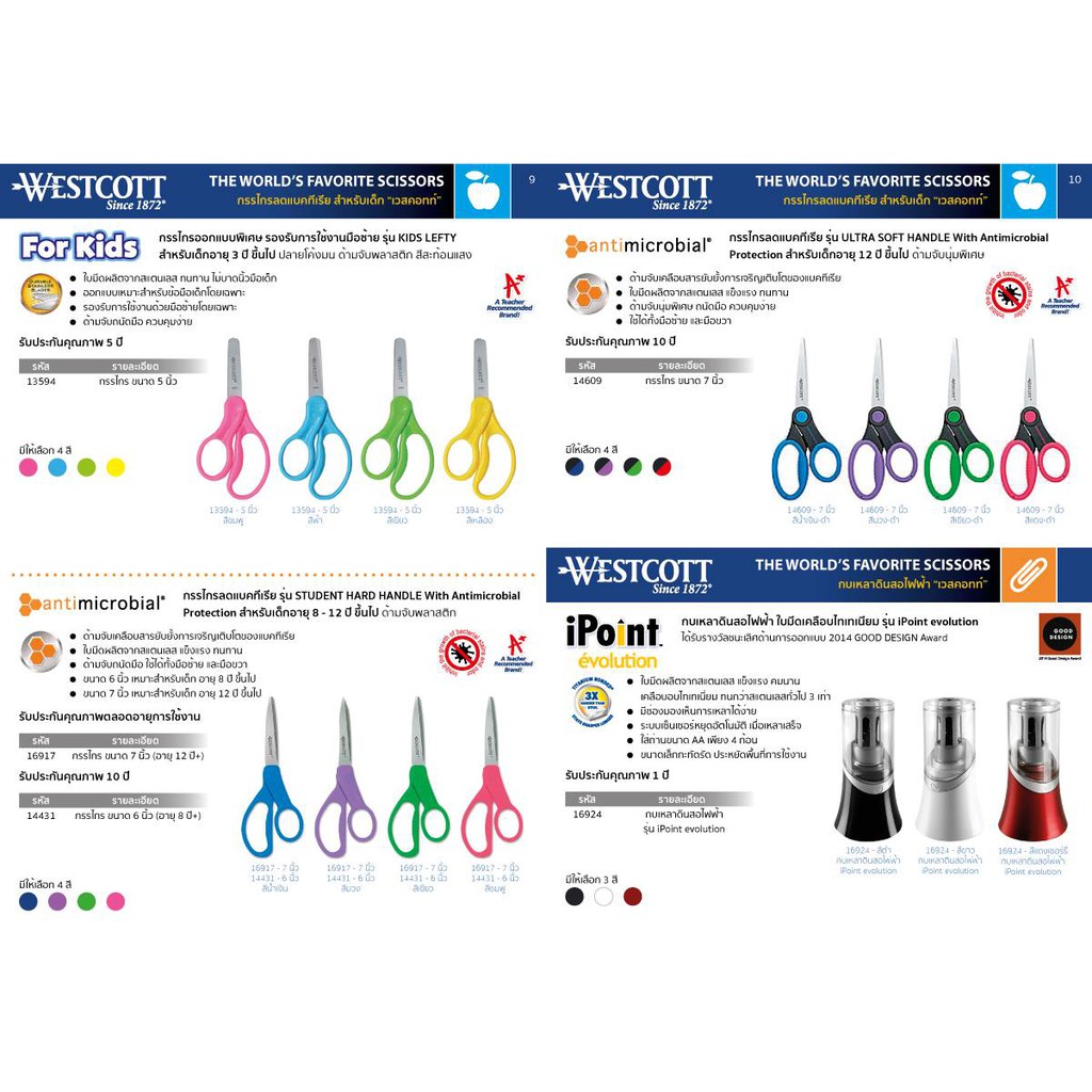 Westcott(เวสต์คอตต์) กรรไกรรุ่นไททาเนียมคราฟท์ - ปลายแหลม ขนาด 5 นิ้ว 16376 — صورة 3