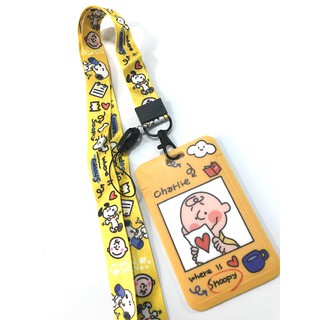 SNOOPY YL ที่ใส่บัตร ซองใส่บัตร ที่ใส่บัตร พร้อมสายคล้องคอ(2cm) ลาย CHARLIE สำหรับบัตร 5.5x8.5cm (body 7x11cm  MANOPNEST